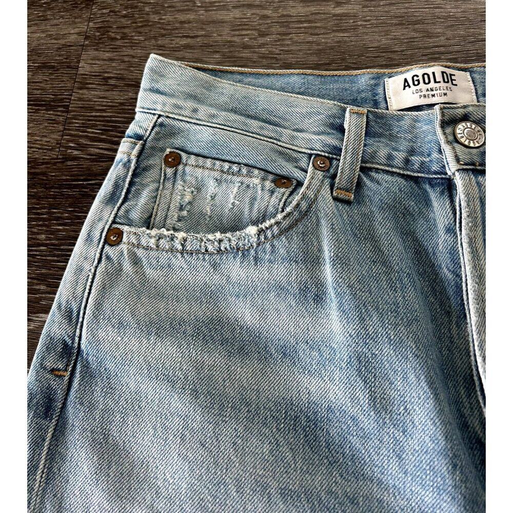 AGOLDE Riley High Rise Straight Leg Crop Shatter Wash Jeans Size 26 Distressed - Picture 12 of 16